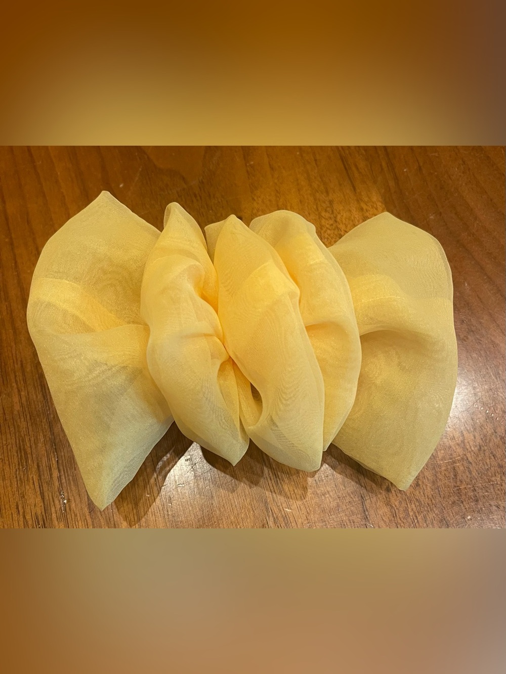 Sheer Yellow Organza Hair Bow Scrunchie